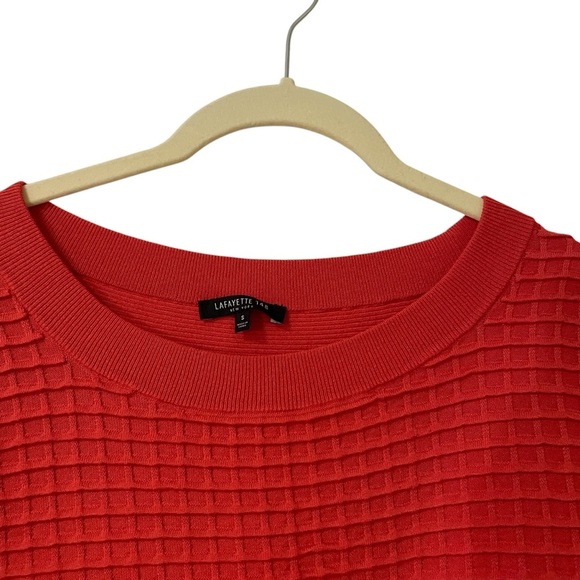 Lafayette 148 Orange Boxy Short Sleeve Top Small Textured Knit Crewneck - Picture 3 of 10